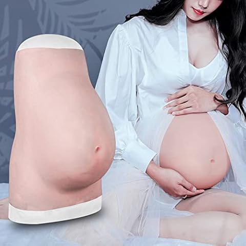 YIQI Fake Pregnant Belly Silicone False Pregnancy Belly Realistic Fake Belly 9 Months Film Props Spoof Costume Cosplay (Nude) Cover