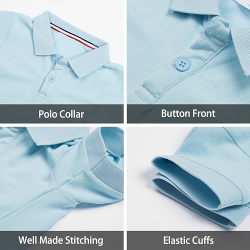 LittleSpring Kids School Uniform Pique Polo Shirts Short Sleeve3