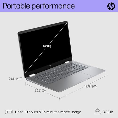 HP Chromebook Plus x360 14 inch Laptop, FHD Touchscreen, Intel Core i3-N305, 8 GB RAM, 128 GB UFS, Intel UHD Graphics, Chrome OS, 14b-cd0010nr (2024)