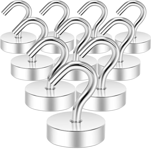 Image of Neosmuk Magnetic Hooks Steel Tube Design for Cruise,40lb+ Silver,10 Pack | Cruise Ship Essentials,Heavy Duty Magnett Hooks for Cabins, Refrigerator, Grill, Hanging, and Travel Extra Strong Must-Haves