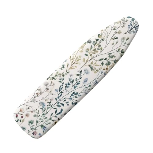 Image of European Floral Print Ironing Board Cover 15X54'' - Stain-Resistant, Standard Size Iron Board Cover with Hook and Loop Elastic Edge Easy to Install