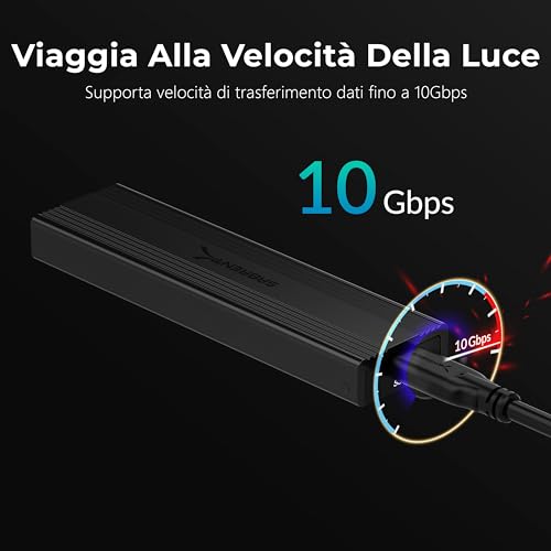Case SSD M2 NVMe, USB 3.2 Gen 2 10Gbps Type C, Esterno Enclosure, Adattatore M-Key, M più B Key per M.2 PCIe SATA SSDs (EC-SNVE) - Hdd - Immagine 2