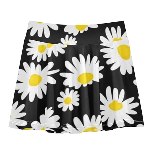 White Daisies Black Toddlers Tennis Skirts Cool Pink Athletic Shorts for Girls Skorts Teen Cheer 4t