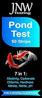 Pond Test Strips - 7-1 Pond Water Testing Kit with Ebook - Pond pH Test Kit with 50 Quick and Accurate Fish Tank Test Strips - 50 Test Strips by JNW Direct