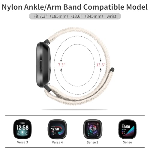 chinbersky Sportowa bransoletka na kostkę, kompatybilna z Fitbit Versa 4 / Fitbit Versa 3 / Fitbit Sense 2 / Fitbit Sense, nylonowa, elastyczna, regulowana, miękka bransoletka do ćwiczeń, dla mężczyzn