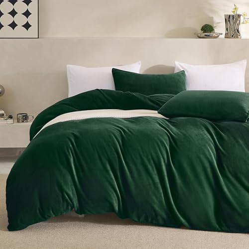 JELLYMONI Emerald Green Velvet Duvet Cover Queen Size - 3