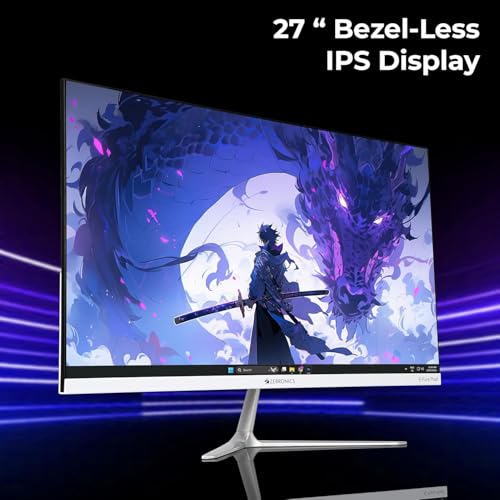 Image of ZEBRONICS SA127 LED Monitor, 27 inch (68.5cm), 250 nits, 100Hz, FHD, 1920x1080, HDMI, VGA, Ultra Slim Bezel, Built-in Speakers, Metal Stand, Wall Mountable (SA127)