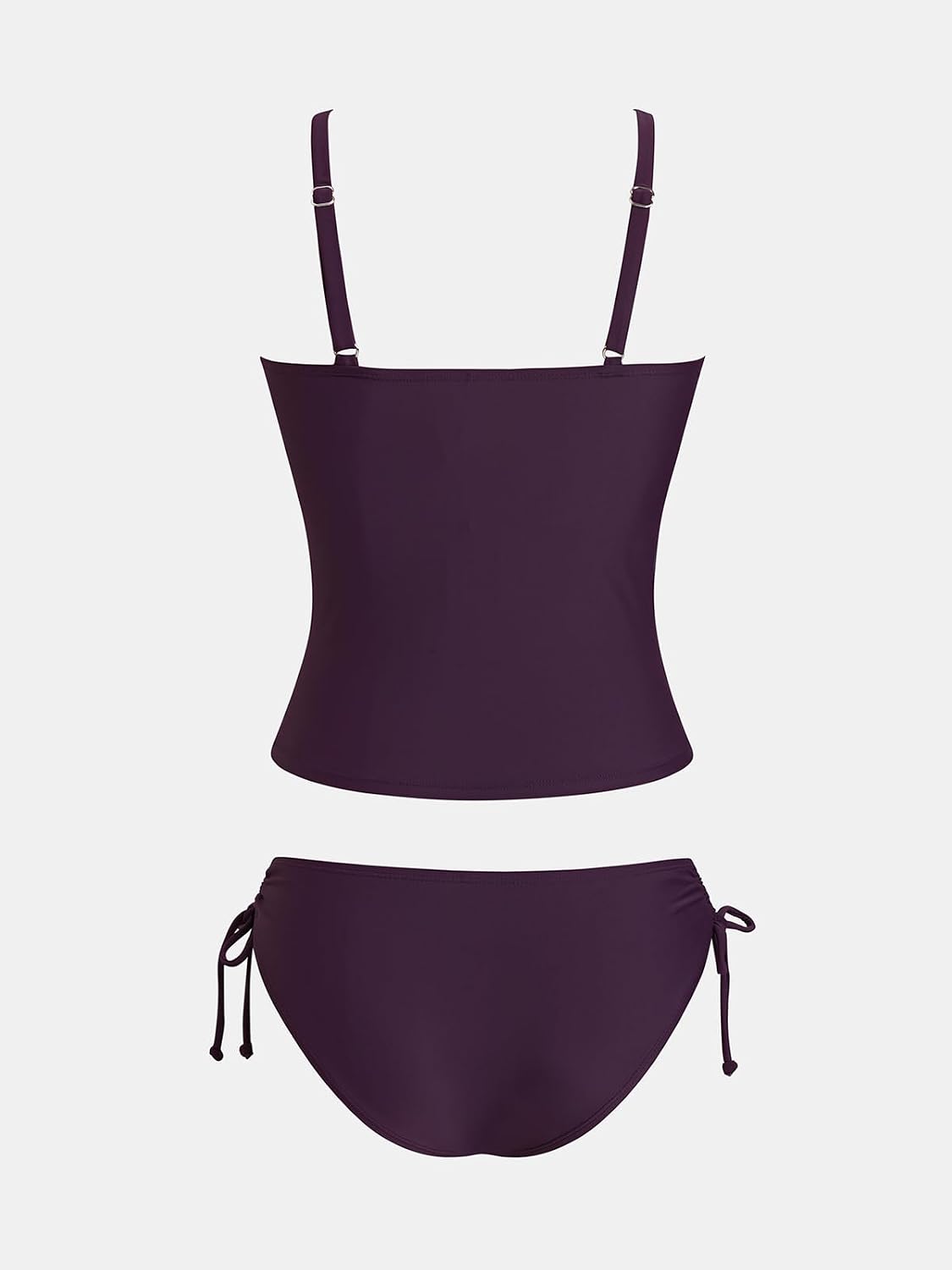 CUPSHE Women's Tankini Sets Scoop Neck Two Piece Swimsuit Ruched | Removable Soft Cups, Adjustable Spaghetti Straps, Side Drawstring, Mid Rise, Fully Lined, Moderate Coverage, Beach Vacation
