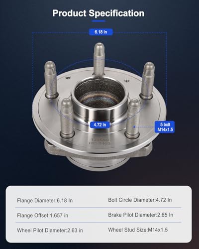 Image of ECCPP 2-Piece 513401 Wheel Hub Bearing for Chevrolet Camaro 2018-2021 | for Cadillac CTS 2016-2019 5 lugs Pre-Greased Sealed