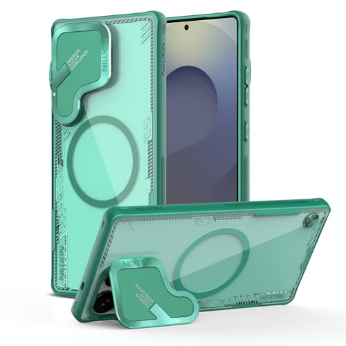 Image of Nillkin Magnetic for Galaxy S25 Ultra Case Clear, Compatible with Magsafe, Never Yellow & Biodegradable Material, Translucent Case with Kickstand & Camera Cover for Samsung Galaxy S25 Ultra, Green