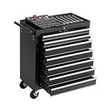 Havemies 7-Drawer Rolling Tool Chest with Wheels - Heavy-Duty Mobile Tool Cabinet, Steel Storage Cart with Drawer Liners, Professional Workshop Organizer for Garage & Warehouse (Black)