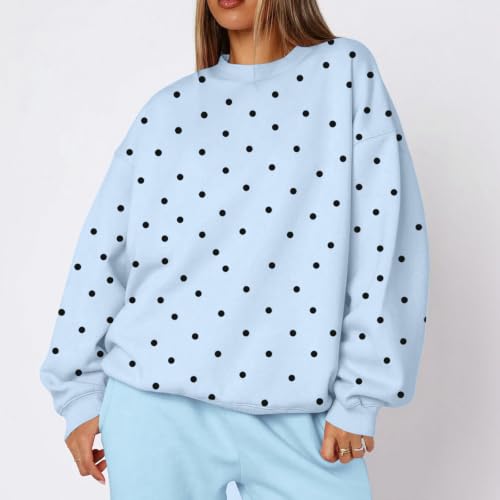 Polka Dot Sweatshirts Women Oversized Fall Crew Neck Casual Clothes - image 5