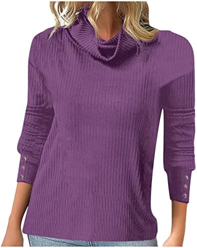 Sweaters for Women Top Womens Basic Loungewear Warm Long Sleeve Oversized Sweater Women Solid Turtleneck Breasted Knitted Slimming Sweater