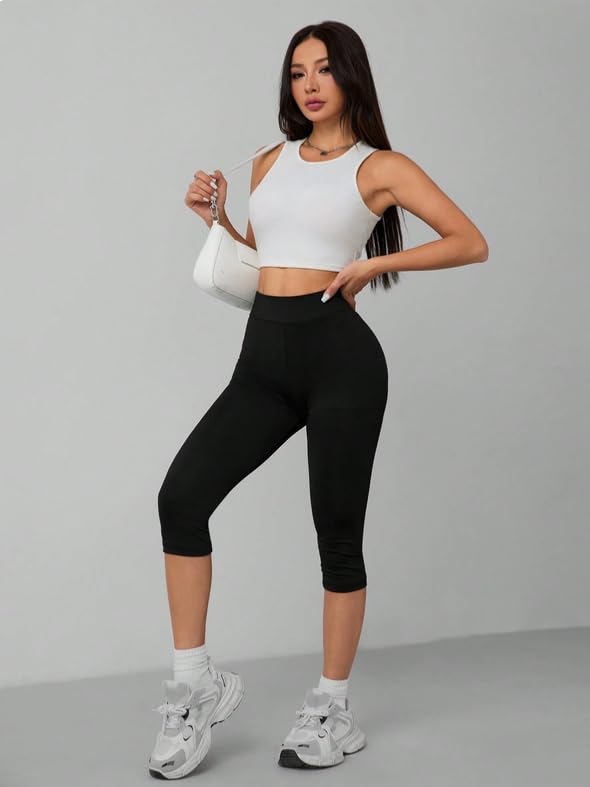 Image of ENDEAVOUR WEAR 3 /4th Gym Pants for Women Workout, Capri with Side Pockets - Ultimate Active wear Capris Tights for Workout | Yoga Pants