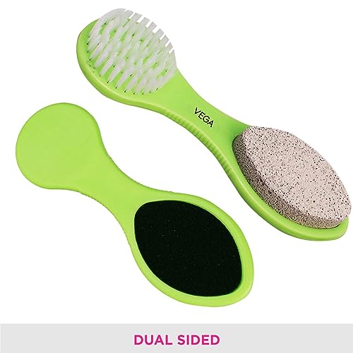 VEGA 3 In 1 Pedicure Brush Kit Tool for Cleanse, Scrub & File Dead Skin - Image 6