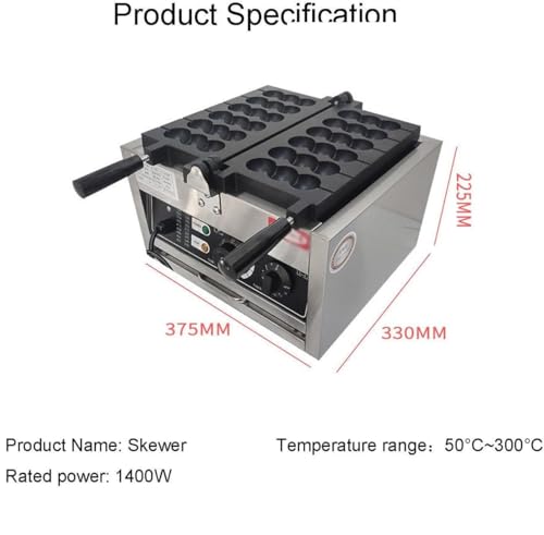 Máquina para Hacer brochetas de gofres, máquina eléctrica para Hacer Bolas de gofres de Burbujas, Uso Comercial, Control de Temperatura de 50 a 300 ℃, Calentamiento por Ambos Lados,
