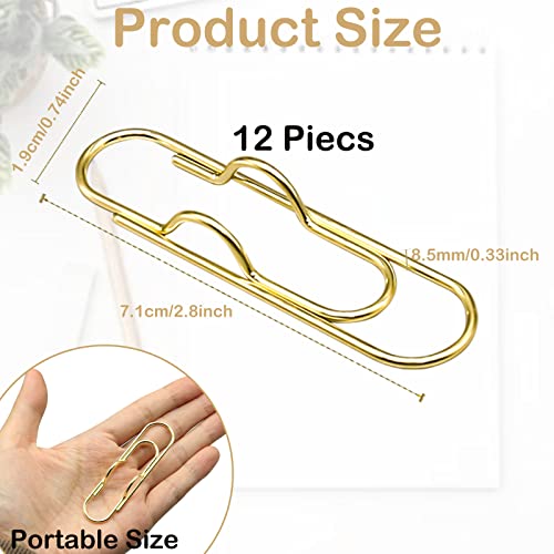 12 Pcs Metal Pen Clip for Notebook, Portable Pen Holder Clip Pencil Clip, Multi Function Paper Clip Pen Holder Pen Paper Clip Bookmark Stationery Tool Office Supplies for Notebook  image 2