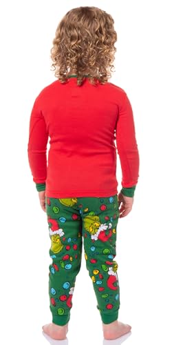 Dr. Seuss Conjunto de pijama para família How the Grinch Stole luzes de Natal combinando, Grinch inf