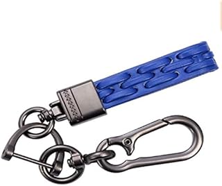 KaberTrade KaberTrade Braided Leather Car Keychain Keychain Car Keychain for Car Keys Motorcycles Family Keys - Compatible with Plain Blue - KaberTrade