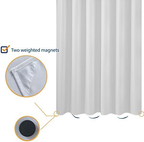 N&Y HOME Short Cut Shower Curtain Liner Fabric - 72 x 65 Shorter Length, Hotel Quality, Mildew Resistant, Washable, Water repellent, White Spa Bathroom Curtains with Grommets