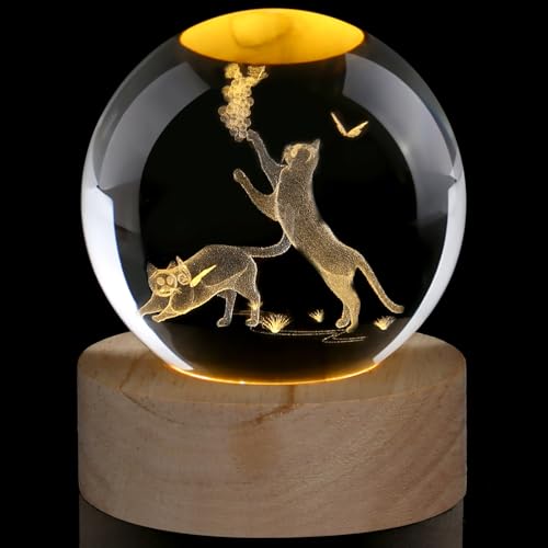 AWARDSEN 60 mm Glaskugel Deko Katzen Deko, Crystal Ball Cute Deko,...