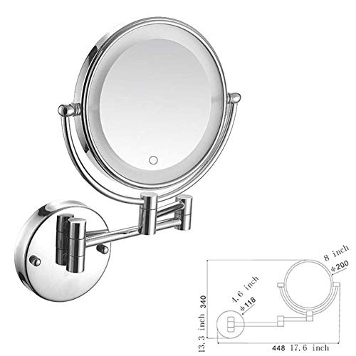 Miroir de Maquillage Mural LED 10X Miroir Pivotant Extensible Noir Mat - 7