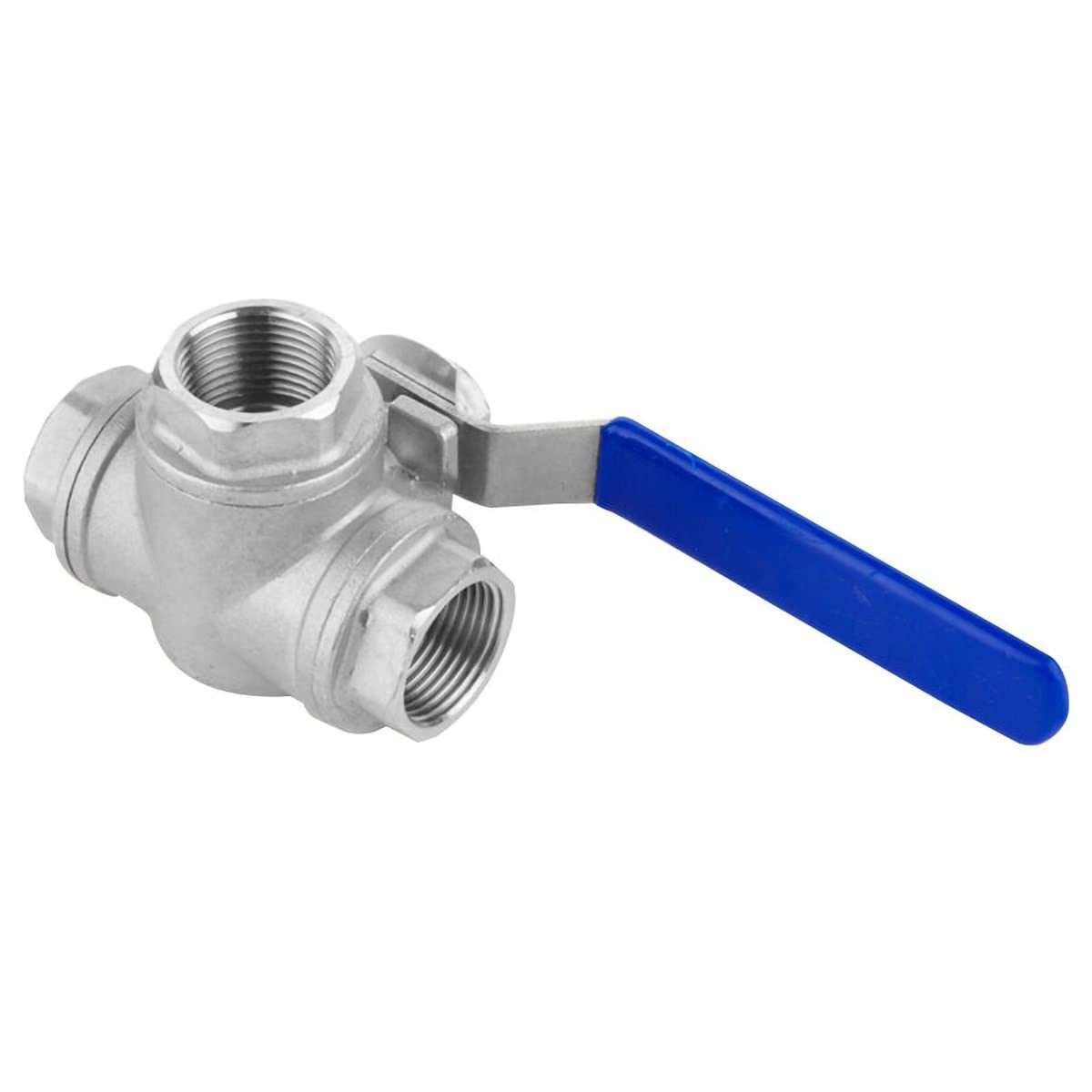 Kit de válvula de bola de 3 vías de acero inoxidable, válvulas de control gruesas tipo T con mango, interruptor de agua de rosca hembra, para conexiones de tubería de 1/4 a 2 pulgadas