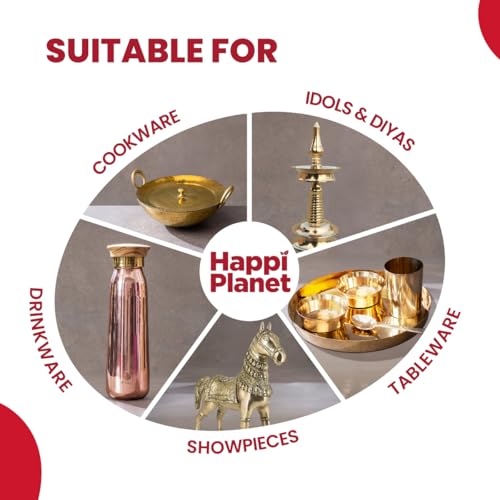 Image of Happi Planet | Dishwash Liquid and Copper, Bronze & Brass Cleaner Combo | Natural, Non- Toxic & Plant-Based | Removes Tough Grease, Leaves No Residue | Zero Abrasives, Zero Scratches