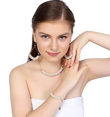 Bracelet perles blanches mariage et soirées chic - 7