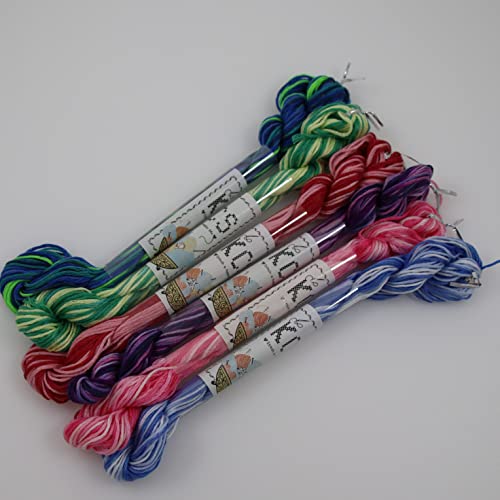 Image of KCS Big skeins of 25 Meters Size 25 Color Variegated Cross Stitch Stranded Threads,6 skeins,03