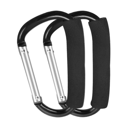 Stroller Hooks for Hanging Diaper Bags - Mommy Stroller Clip and Stroller Accessories Organizer Hook - 2 Pcs Large Carabiner Clips for Mom Purse Shopping Grocery Bag and Accessory