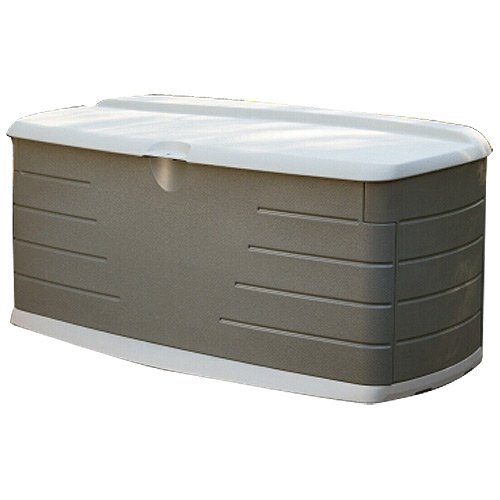 Rubbermaid Large Resin Weather Resistant Outdoor Garden Storage Deck Box, Sandstone