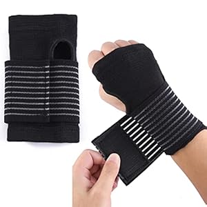 Yoezuo Hand Wrist Braces, 2 Pack Elastic Breathable Wrist Band with Strap Support for Carpal Tunnel, Arthritis, Tendonitis, Hand Pain Relief Men/Women Right & Left (Black)