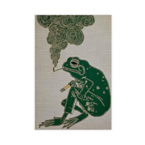Grenouille fumante style rétro japonais - Toile murale salon et chambre 50,8 x 76,2 cm