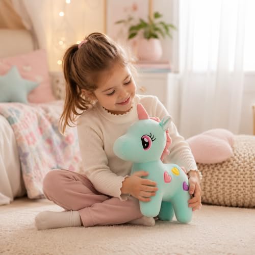 Image of HUG 'n' FEEL SOFT TOYS Yellow & Blue Unicorn Plush Soft Toy Pack of 2, 25 CM for Kids Girls Boys, Cute Stuffed Unicorn Teddy Combo, Birthday Gift & Room Decor