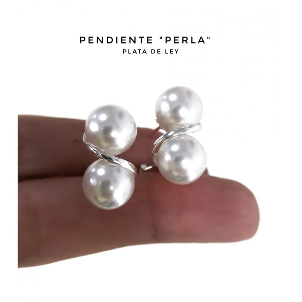Pendientes tu y yo Perlas 10 Mm. en Plata de ley 925 con cierre omega