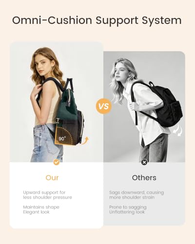 Image of LOVEVOOK Laptop Backpack Women Quilted Teacher Nurse Work Backpack Purse | Large Cup Holder, Professional Waterproof Travel Backpack, Urban Computer Bag Casual Daypack for College Business Office Gift