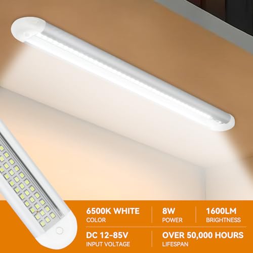 Image of RVZONE 12V LED Interior Light Bar | 120LEDs 1800LM 8W DC 12 Volt led Strip Lights with ON /Off Switch RV Led Lights Interior for Camper Truck Van Boat Trailer Cargo Lights Fixture Motorhome (4Pack)