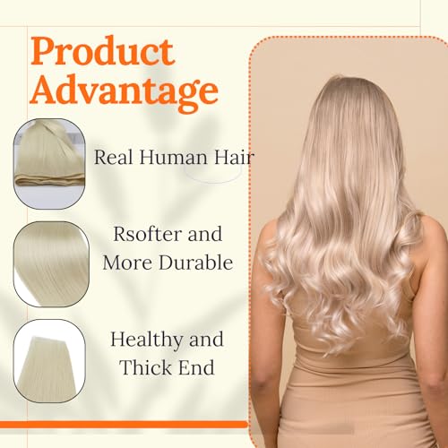 Image of Full Shine 18 Inch Double Weft Hair Extensions 120G Platinum Blonde Hair | Sew In Weft Extensions, Thick Hair Styling, Add Volume, Daily Wear, Natural Blend