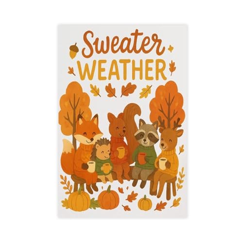 Poster d'automne mignon pour chambre à coucher, déco murale chaleureuse