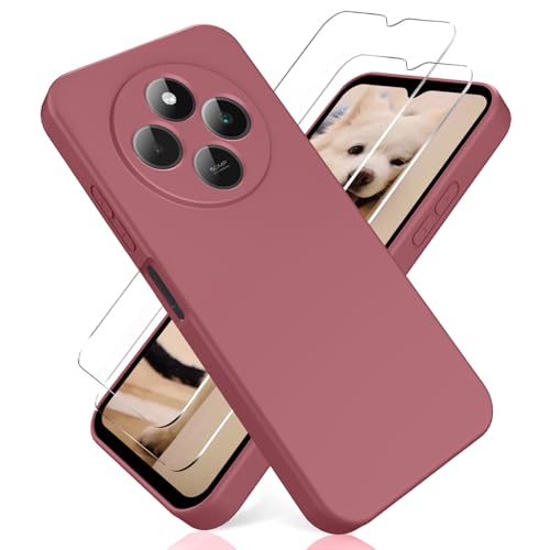 YiKaDa - Hülle für Redmi 14C / Poco C75 / Redmi A4 & [2 Stück] Schutzfolie Ultradünnes Weiches TPU Silikon Schutzhülle - Tiefes Rosa