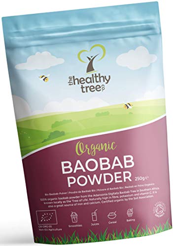 Bio Baobab Pulver von TheHealthyTree Company für vegane Smoothies und Säfte - reich an Vitamin C, Ballaststoffen und Kalzium - Rohkost, Reiner Baobab-Pulver (250g)