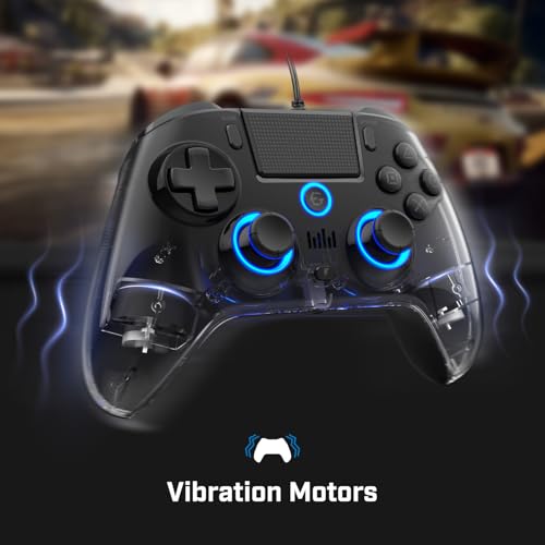 EgoGear - Manette Gaming à palettes filaire SC10 Noir pour PS4/PS3/PC, RGB personnalisables, Moteurs de vibrations, Port jack 3.5mm, 800 mAh – Image 5