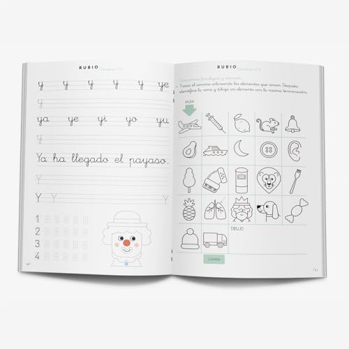 4 Escritura RUBIO | Ejercicios de escritura en minúsculas, minúsculas, númerose iniciación a las mayúsculas | +6 años