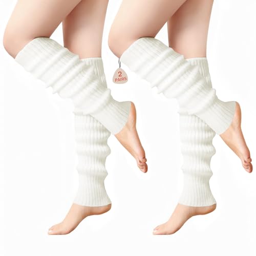 Image of Buauty Leg Warmers for Women 80s 90s Outfit Fashion Neon Ribbed Leg Socks Fashion Y2k Neon Accessories Sports Yoga (2 Pairs)
