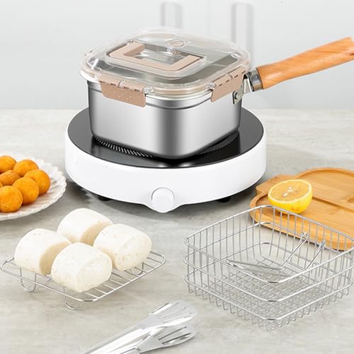Friteuse avec , poêle multifonctionnelle, en acier inoxydable, anti-éclaboussures, pour frites, poulet, etc. Passe au lave-vaisselle – Image 3