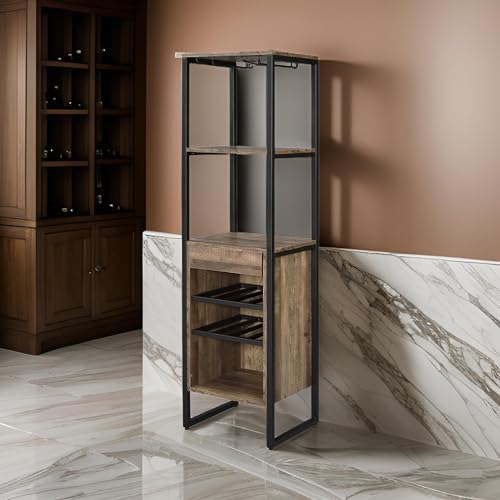Soporte para botellas de vino Benzara de madera y metal miniatura 5
