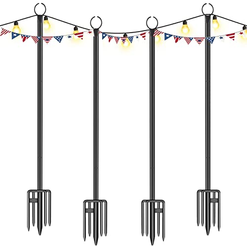 Crrxin String Light Poles For Outdoor String Lights - 9Ft Metal Light Poles With W/Hooks For String Lights, Outdoor Hanging String Light Accessories For Backyard, Garden, Wedding And Parties,(4Pack) #TOP24
