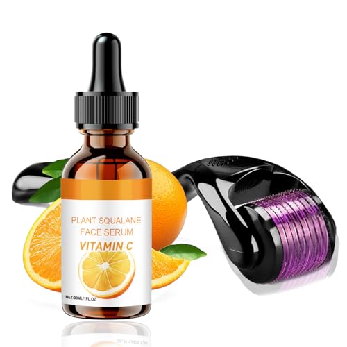 Vitamin C Serum Microneedling Set, 540 Titanium Derma-Roller 0.5mm mit Anti Aging Vitamin C Serum Gesicht, Pigmentflecken Entferner, Micro Infusion System Glow Skin