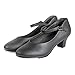 Linodes PU Leather Ankle Strap Character Tap Shoe 1.55'' Dance Shoes for Women-Black-8.5M-UPD